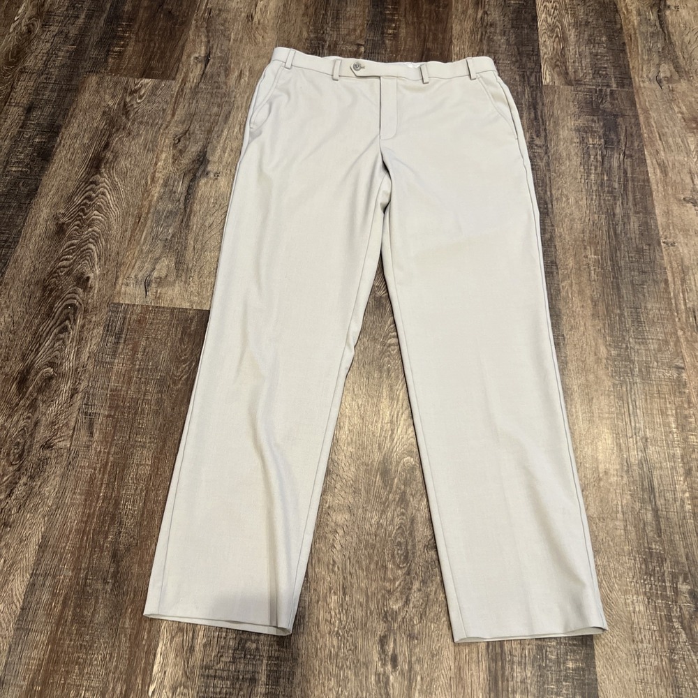 Michael Kors Mens 36x32 Gray Straight Leg Flat Front Polyester Dress Pants
